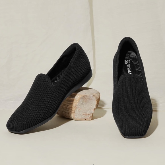 Vivaia Square Toe Water Repellent Loafers Samantha Walker Black Womens 8.5 - Picture 1 of 13